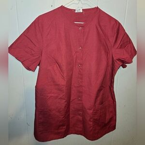 Vintage Medical Scrub Nursing Top Short Sleeve Angelica Size 38/40 Med/Large
